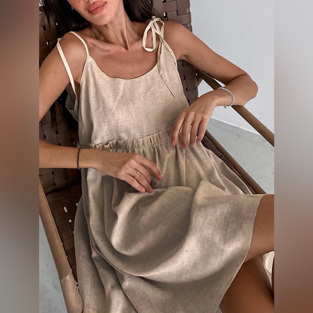 Commense Beige Sleeveless Dress - Picture 2 of 5